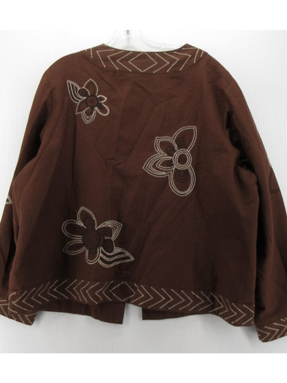 Carole Little Jacket 1X Plus Silk Blend Open Embroidered Floral - Picture 6 of 9